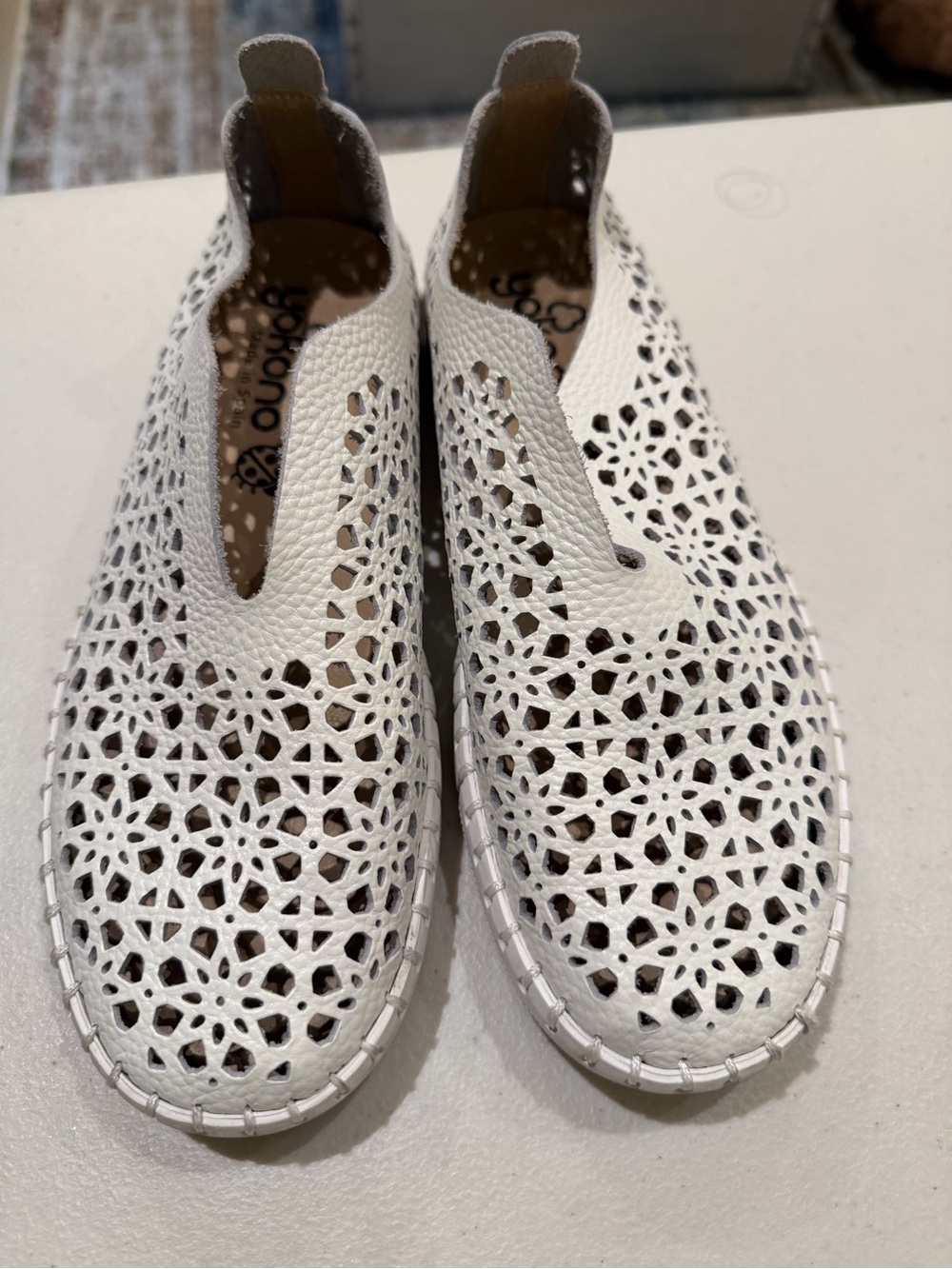 Women’s White yokono "made in spain" Perforated Slip-On Casual Shoes